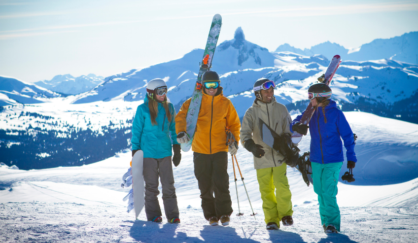 People skiing in snow mountain